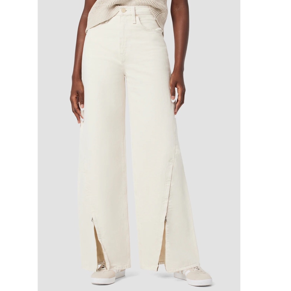 NWT HUDSON James High Rise Wide Leg Forward Seam Ecru Jeans Womens 27‎ Ret $265